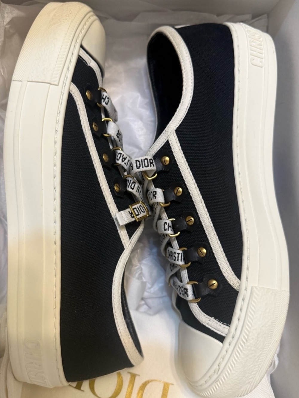 Authentic Christian Dior Walk'n'Dior Black Canvas Low-Top Sneakers / Size 8 EUC - Picture 5 of 9